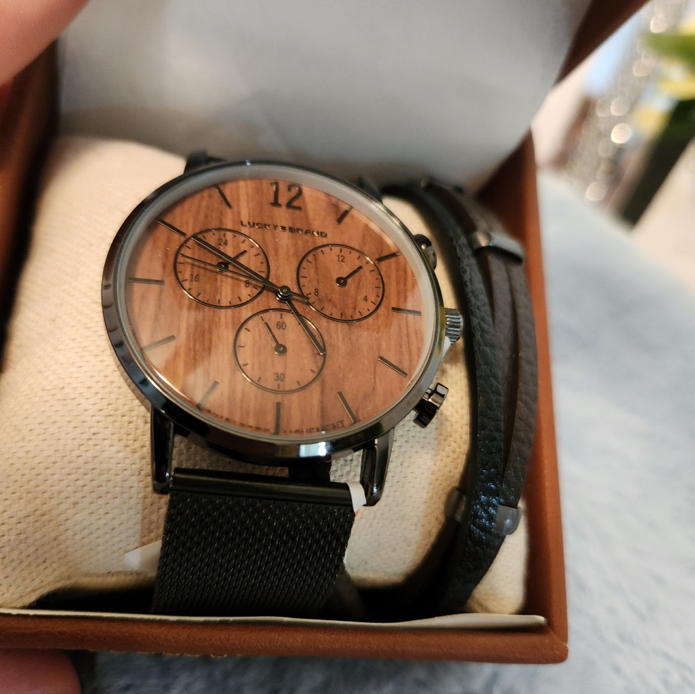 NWT Lucky Brand Men's Watch Brown Set